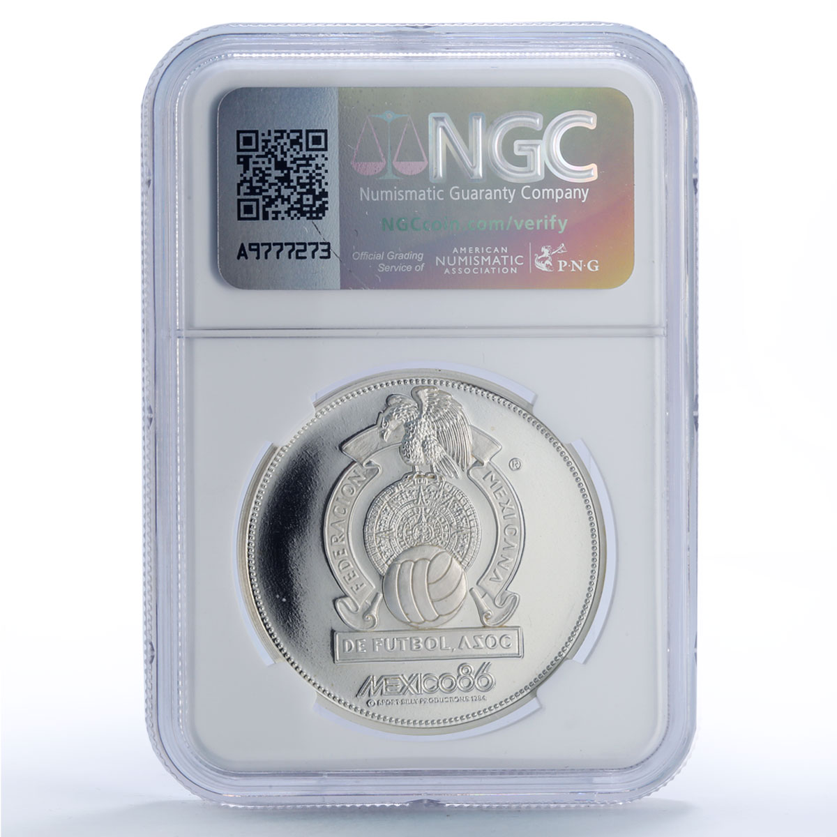 Mexico Football World Cup in Mexico Trophey PF67 NGC silver medal coin 1986