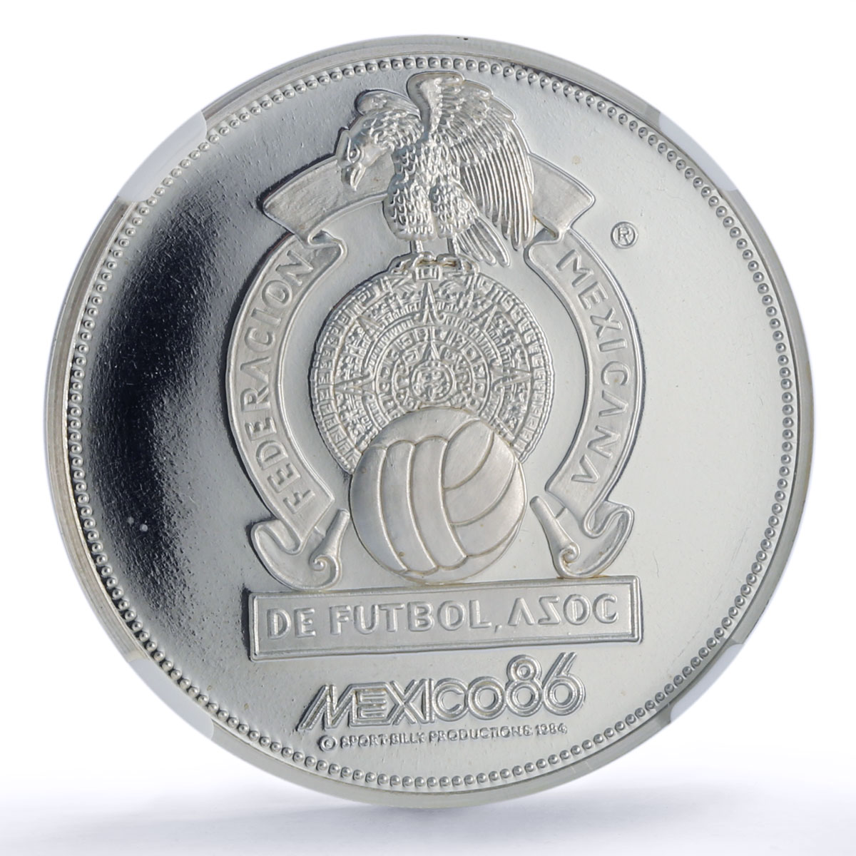 Mexico Football World Cup in Mexico Trophey PF67 NGC silver medal coin 1986
