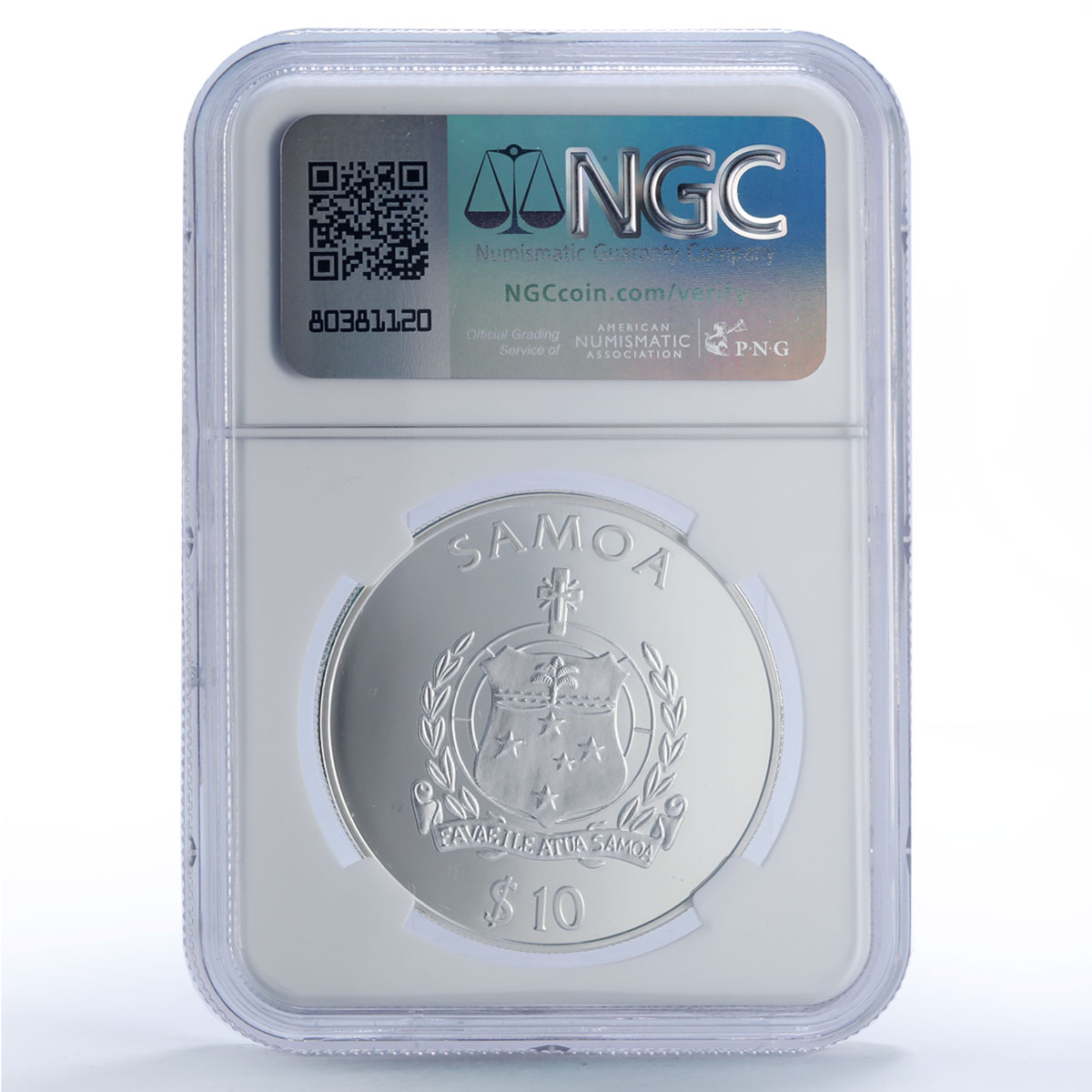 Samoa 10 tala Princess Diana w/ Child History Politics PF70 NGC silver coin 1998