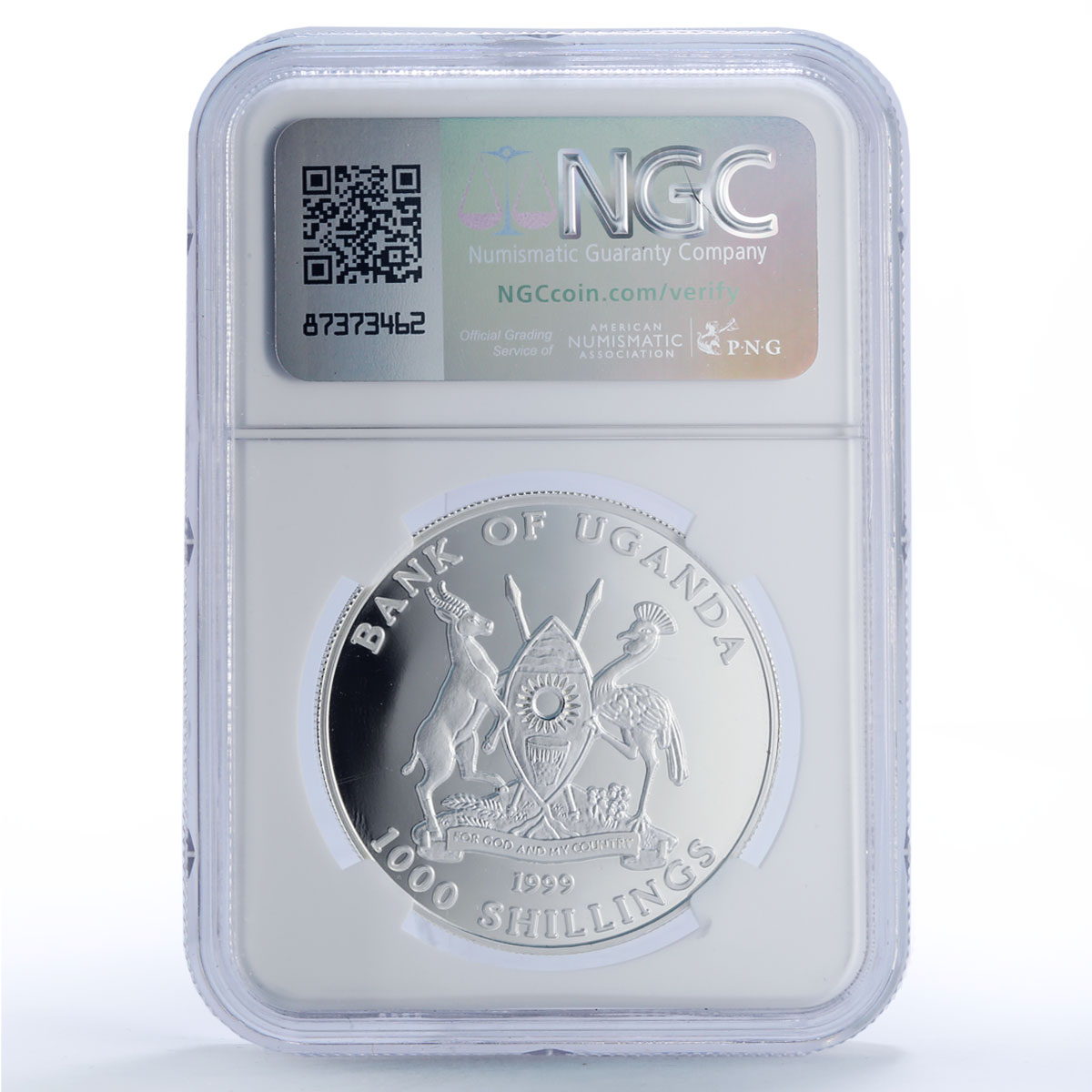 Uganda 1000 shillings Princess Diana Charles Engagement PF69 NGC Ag coin 1999