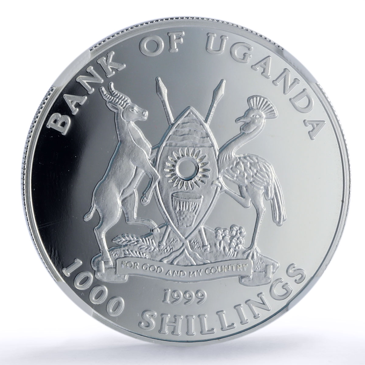 Uganda 1000 shillings Princess Diana Charles Engagement PF69 NGC Ag coin 1999