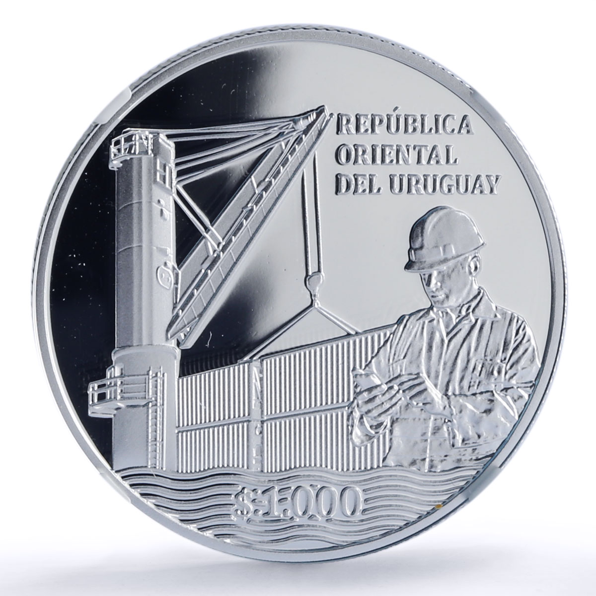 Uruguay 1000 pesos National Ports Administration ANP PF70 NGC silver coin 2016