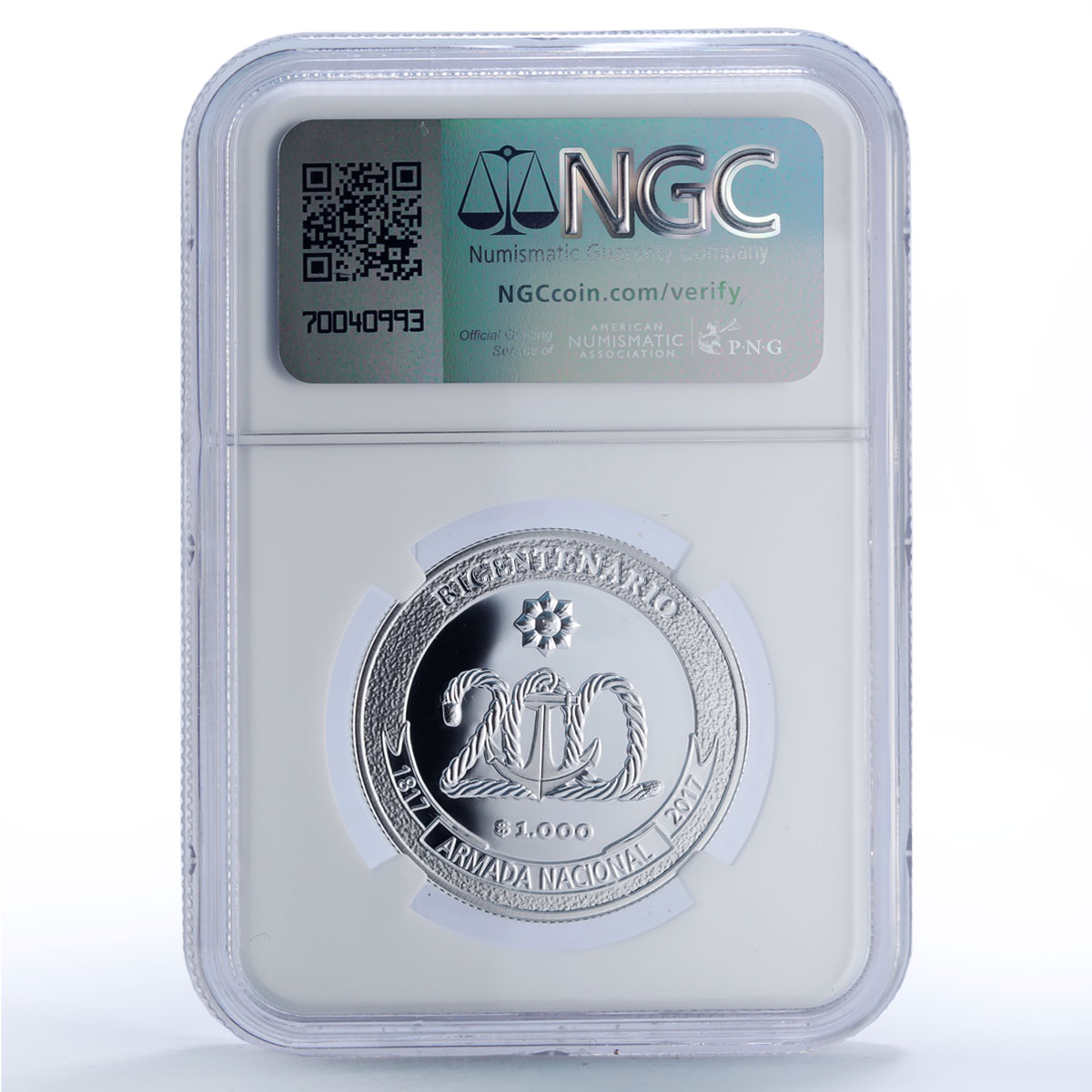 Uruguay 1000 peso National Navy Ship Clipper Seafaring PF70 NGC silver coin 2017
