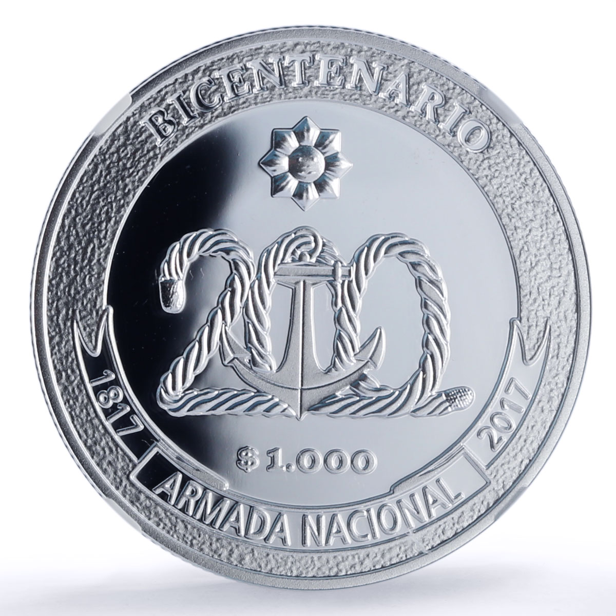 Uruguay 1000 peso National Navy Ship Clipper Seafaring PF70 NGC silver coin 2017