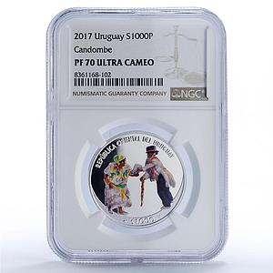 Uruguay 1000 pesos Candombe UNESCO Dances Culture PF70 NGC silver coin 2017