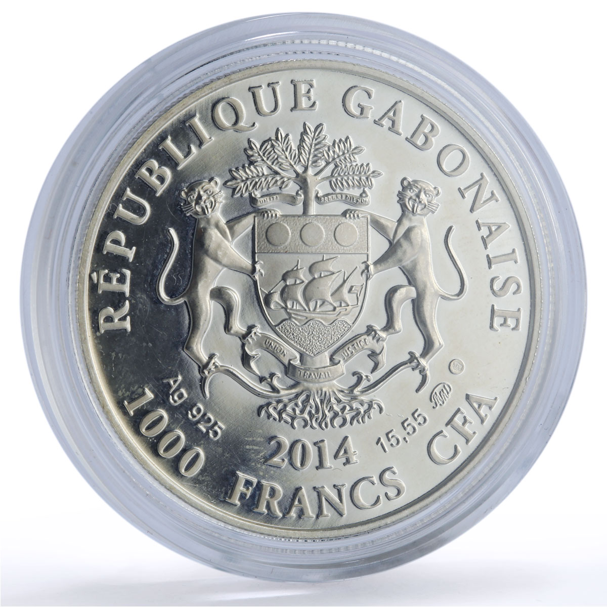 Gabon 1000 francs Capricorn Zodiac Signs proof silver coin 2014