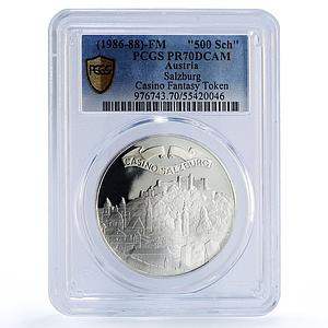 Austria Salzburg Casino Fantasy Token 500 Schil. PR70 PCGS silver 1986 - 1988 FM