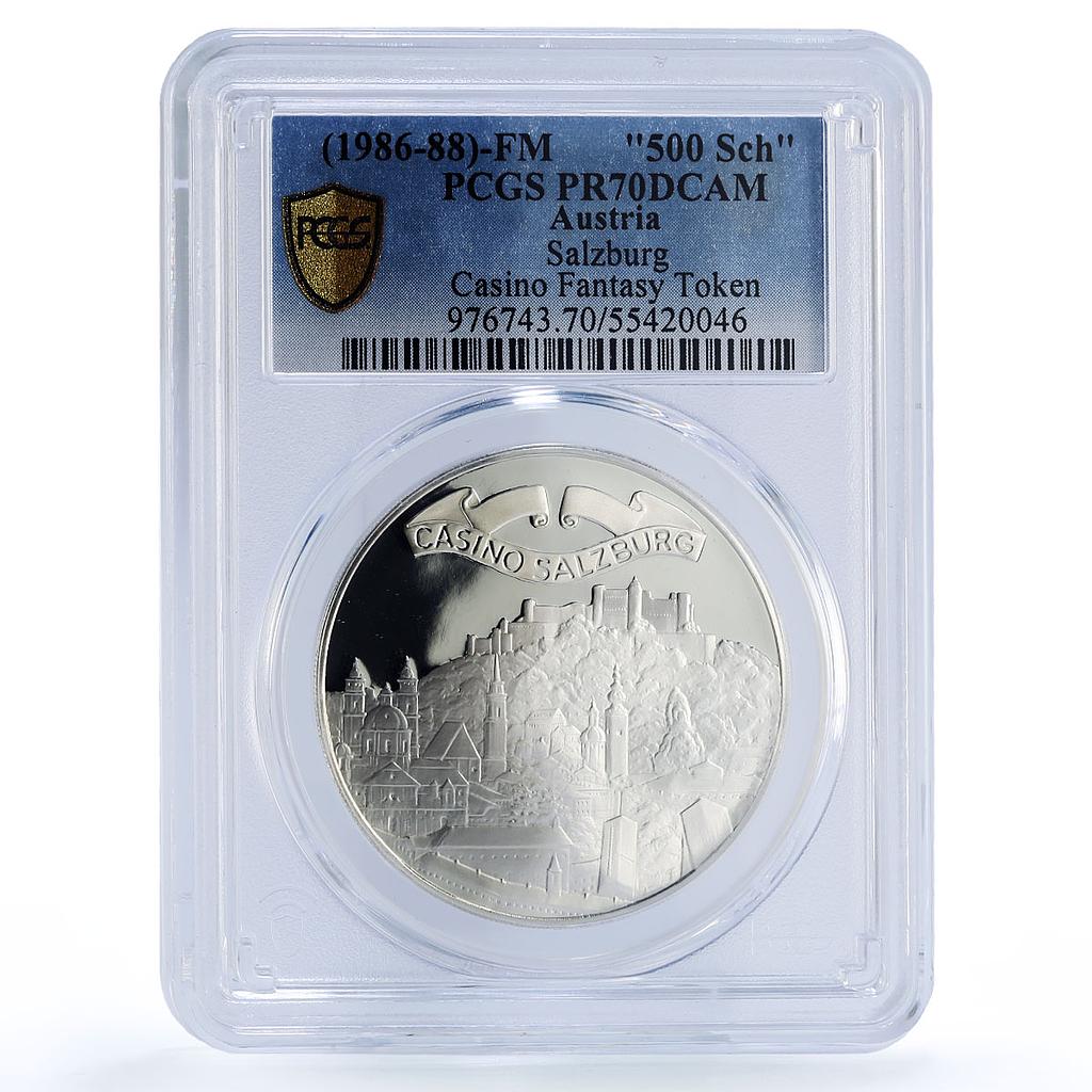 Austria Salzburg Casino Fantasy Token 500 Schil. PR70 PCGS silver 1986 - 1988 FM