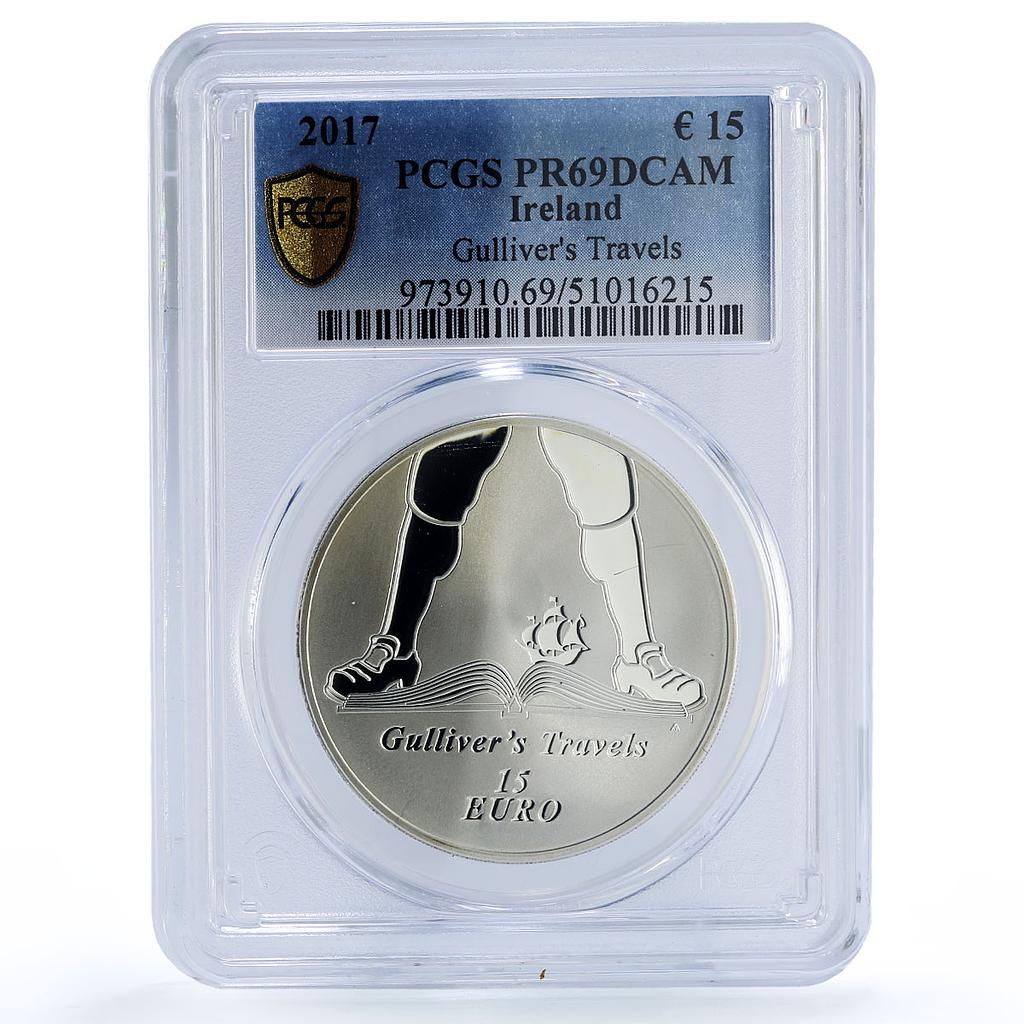 Ireland 15 euro Gulliver Travels Swift Literature PR69 PCGS silver coin 2017