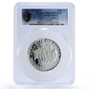 Korea South 1000 won United Nation Forces Soldiers PR67 PCGS silver coin 1970