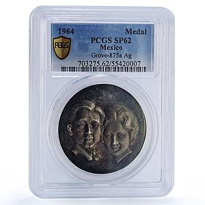 Mexico Japan Prince Princess Visit History Politics SP62 PCGS silver medal 1964
