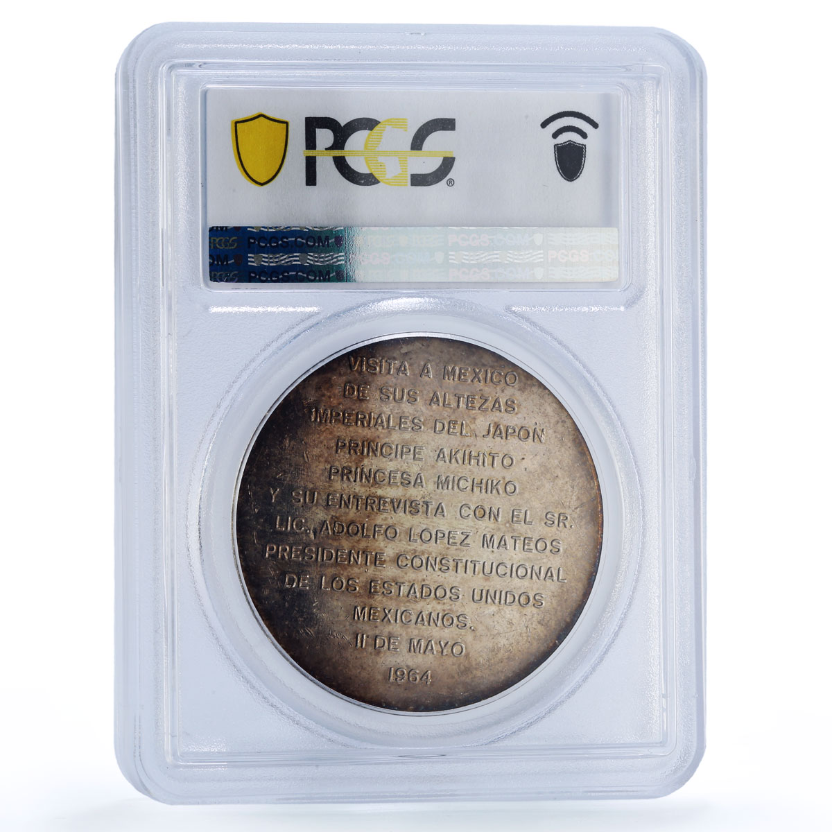 Mexico Japan Prince Princess Visit History Politics SP62 PCGS silver medal 1964