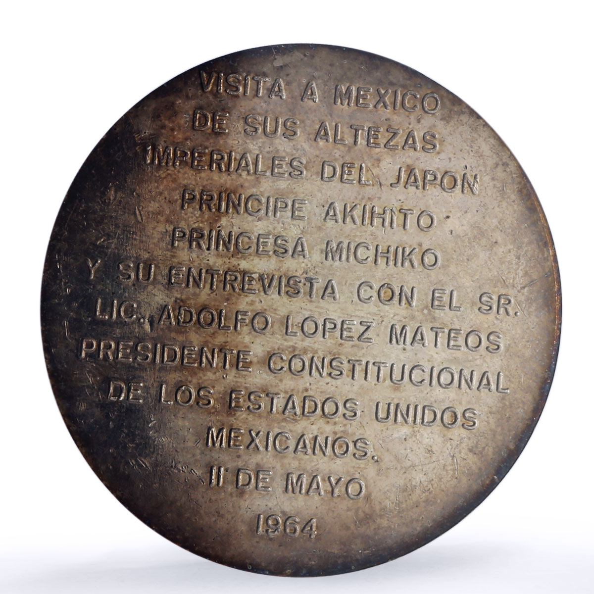 Mexico Japan Prince Princess Visit History Politics SP62 PCGS silver medal 1964