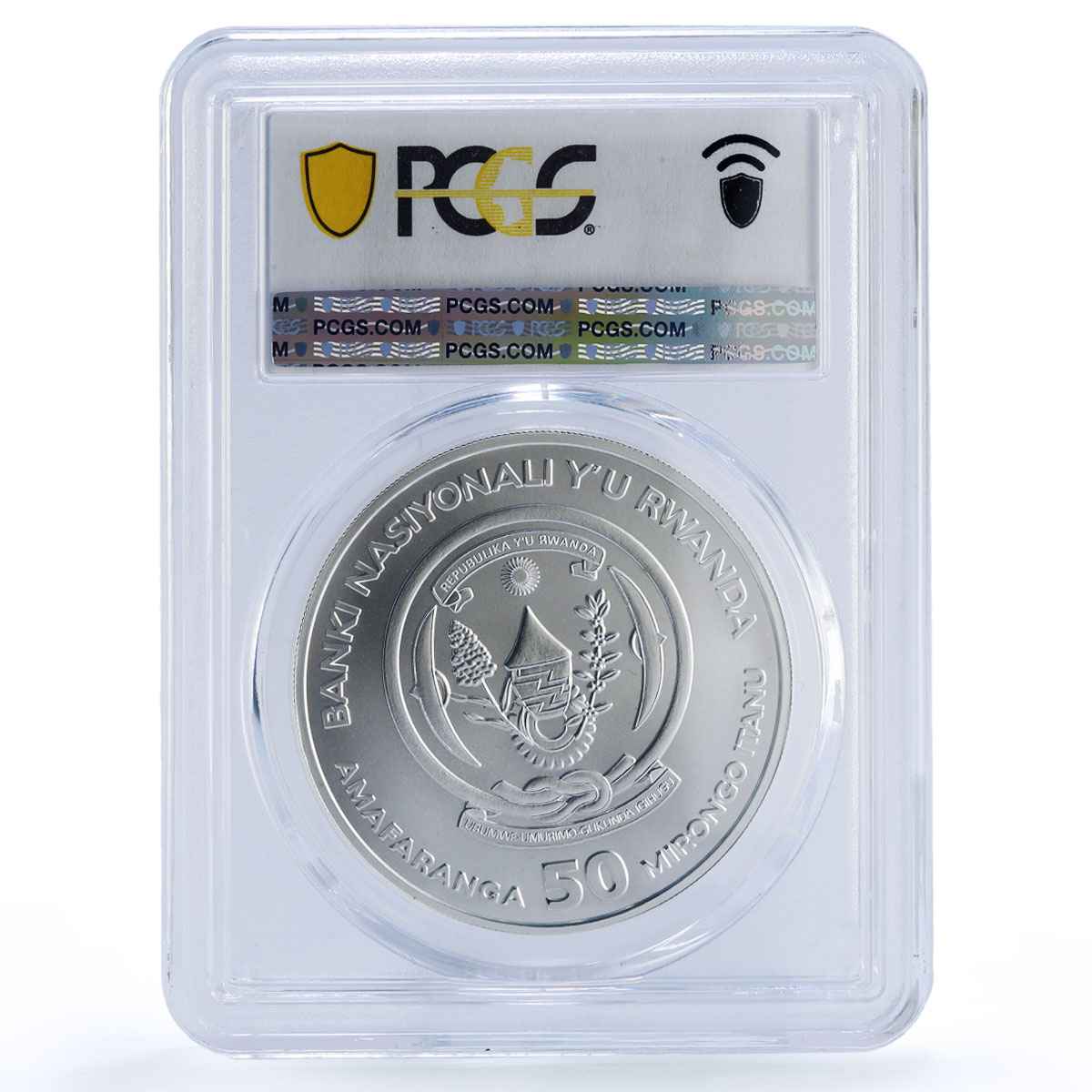 Rwanda 50 francs Gorilla African Ounce Wildlife Fauna MS70 PCGS silver coin 2008