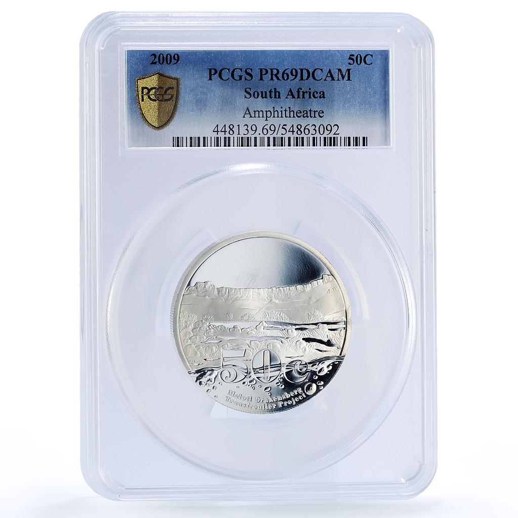 South Africa 50 cents Maloti Drakensberg Amphitheatre PR69 PCGS silver coin 2009