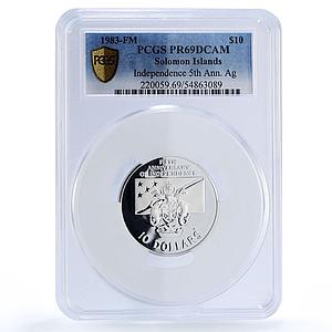 Solomon Islands 10 dollars Independence 5th History PR69 PCGS silver coin 1983