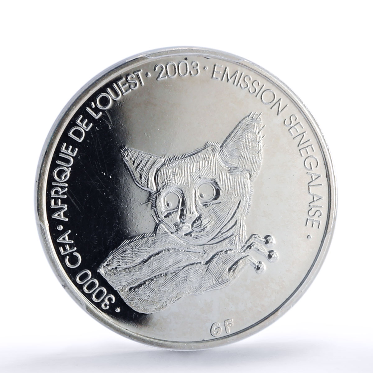 Senegal 3000 francs Bush Baby IDAO 2 Africa Elephant MS67 PCGS silver coin 2003