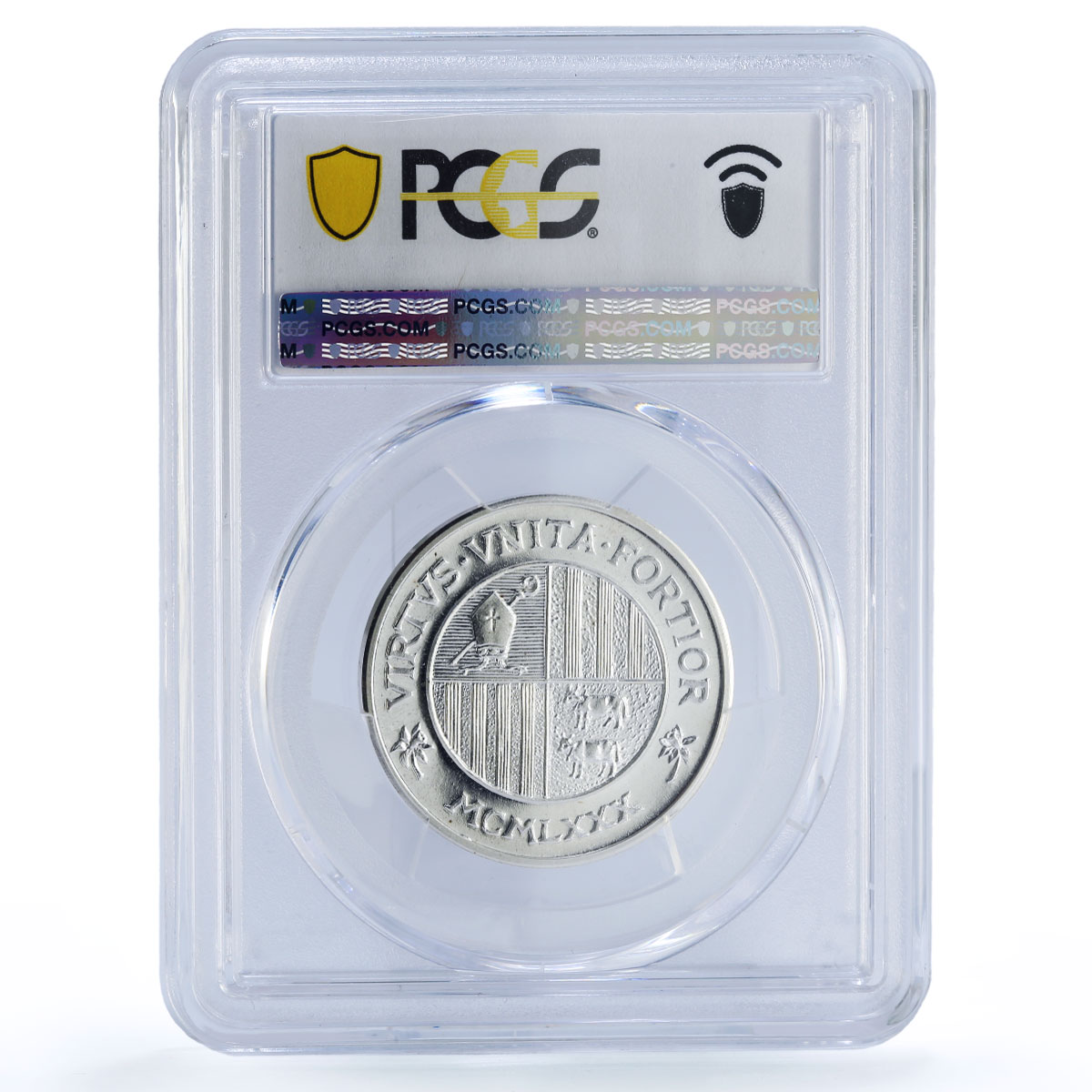 Andorra 1/2 escut 1500 diners Johannes Joan Latin Obv PR68 PCGS silver coin 1980