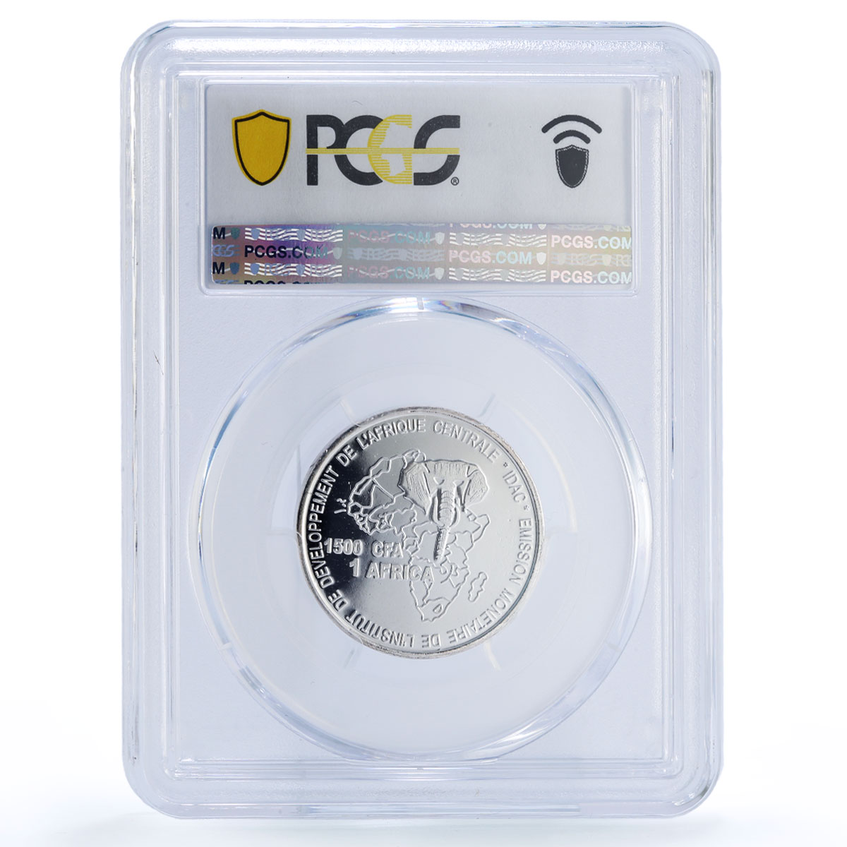 Cameroon 1500 CFA Football Germany IDAC 1 Africa Elephant MS68 PCGS AG coin 2006