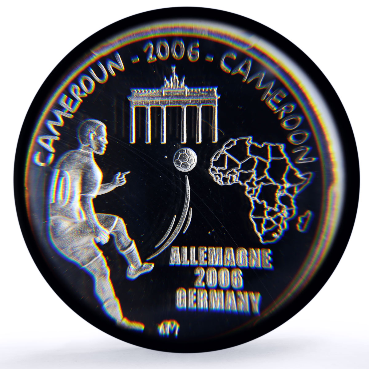 Cameroon 1500 CFA Football Germany IDAC 1 Africa Elephant MS68 PCGS AG coin 2006