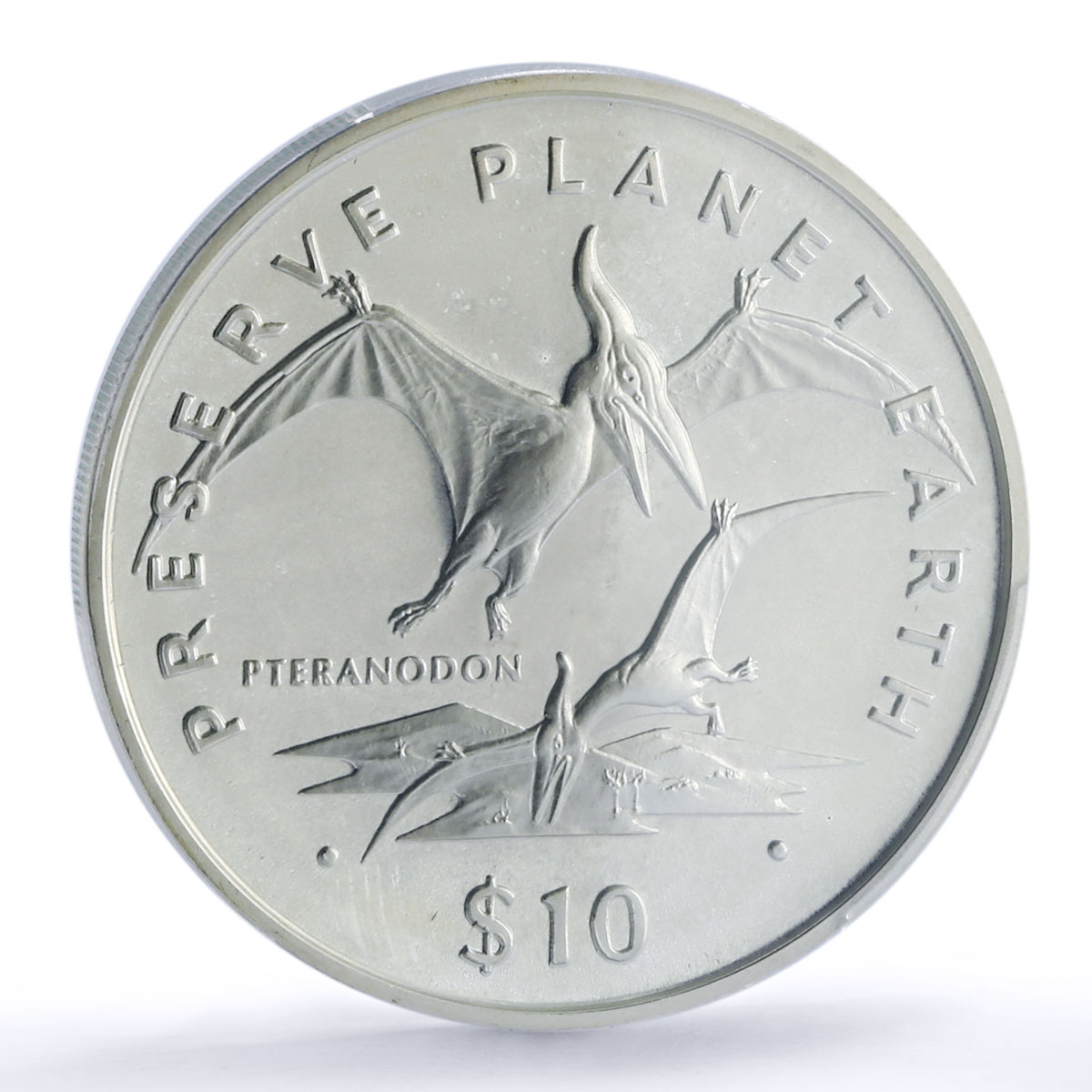 Eritrea 10 dollars Pteranodon Preserve Dinosaurs PR66 PCGS silver coin 1993