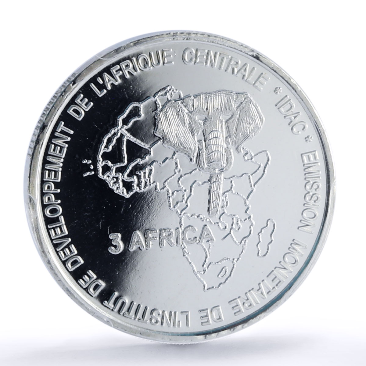 Gabon 4500 francs Stabilite IDAC 3 Africa Elephant MS67 PCGS silver coin 2005