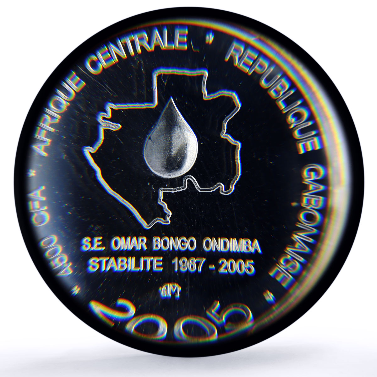 Gabon 4500 francs Stabilite IDAC 3 Africa Elephant MS67 PCGS silver coin 2005