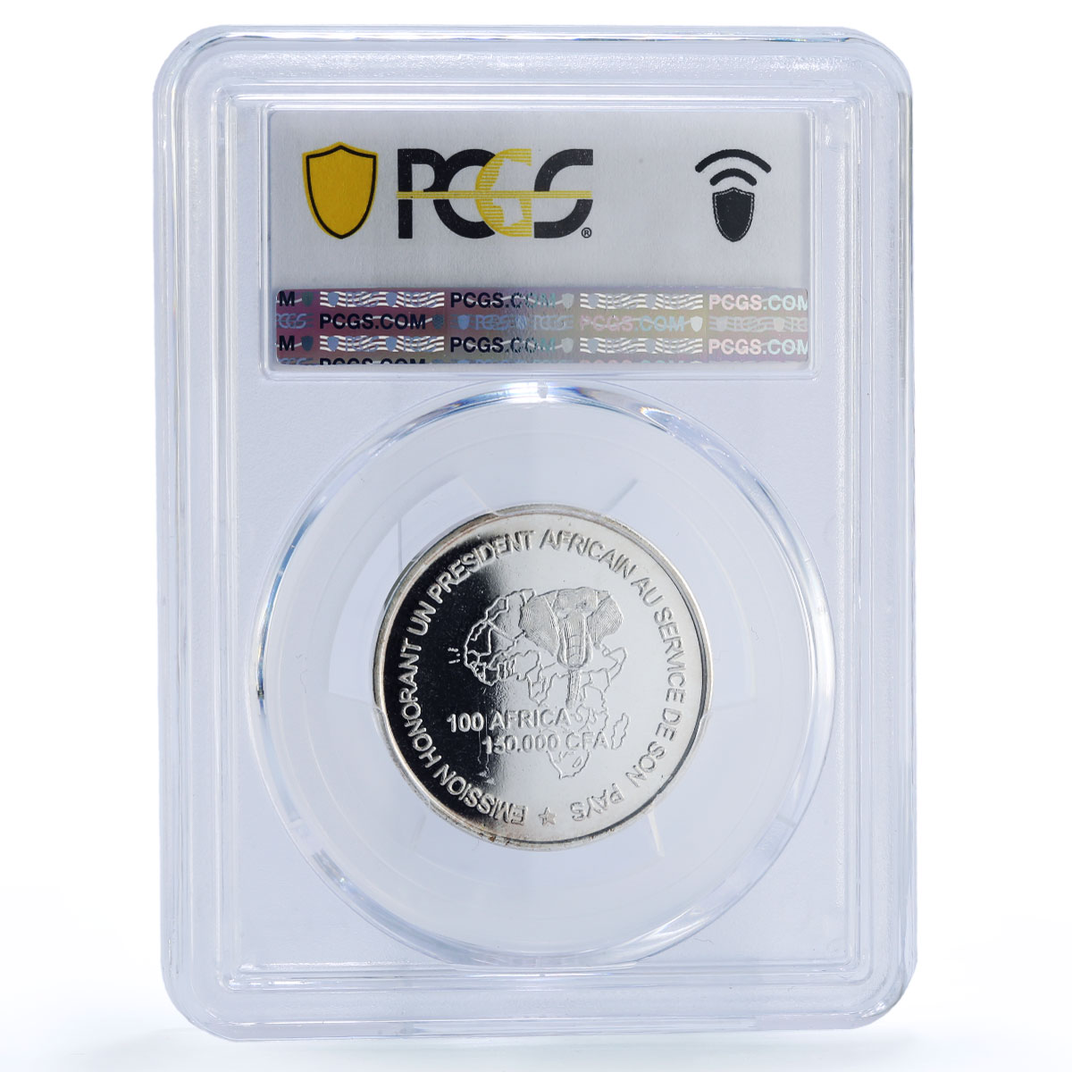 Guinea 150000 CFA President Conte 100 Africa Elephant MS67 PCGS silver coin 2003