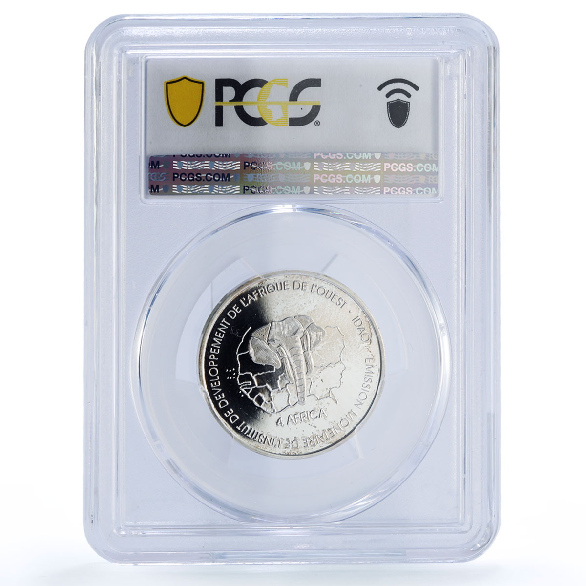 Guinea-Bissau 6000 CFA Gazelle IDAO 4 Africa Elephant MS69 PCGS silver coin 2004