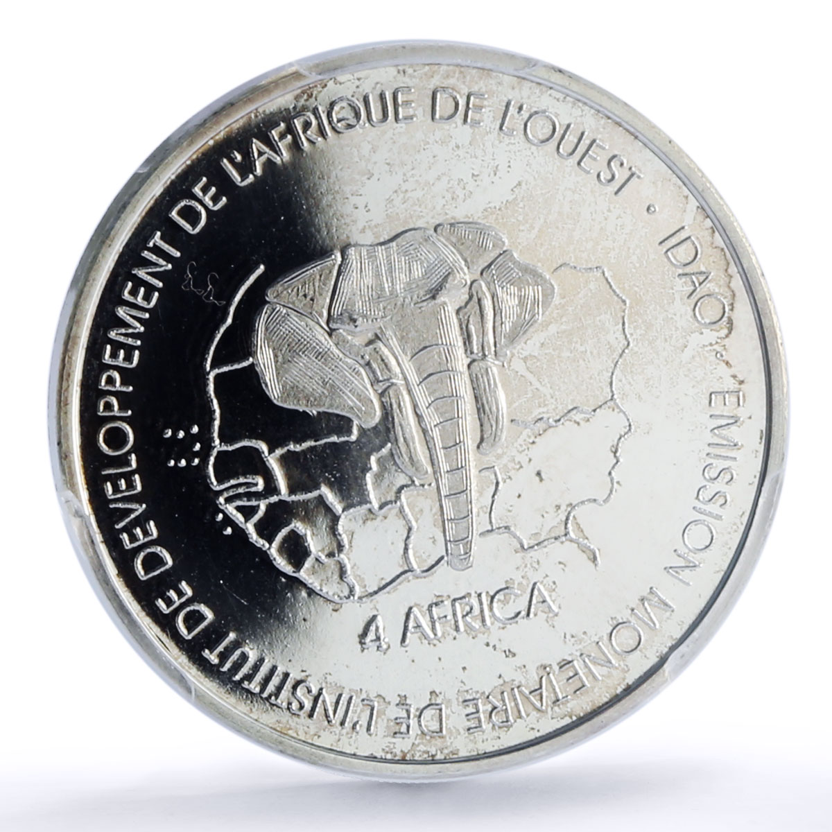 Guinea-Bissau 6000 CFA Gazelle IDAO 4 Africa Elephant MS69 PCGS silver coin 2004