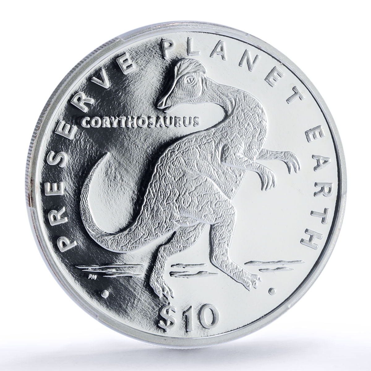 Liberia 10 dollars Corythosaurus Preserve Dinosaurs PR68 PCGS silver coin 1993