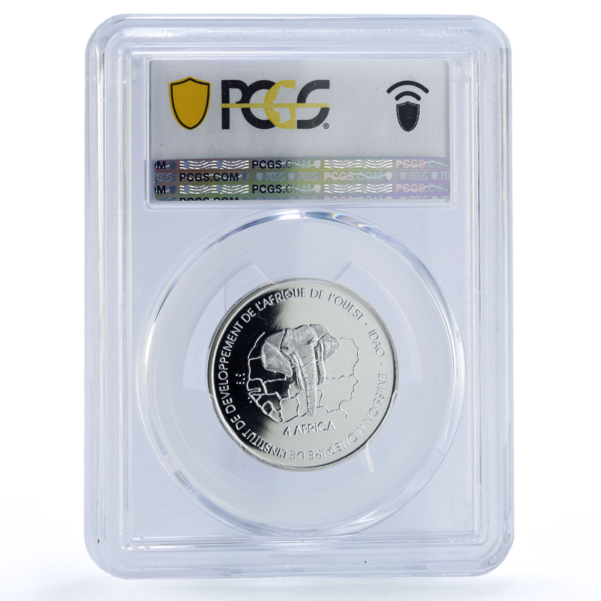 Niger 6000 francs Stop Malaria IDAO 4 Africa Elephant MS66 PCGS silver coin 2005