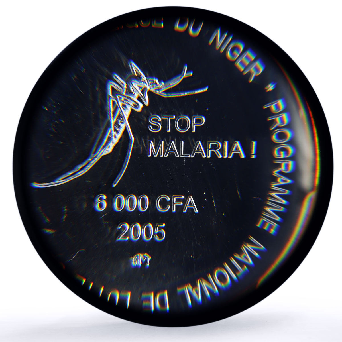 Niger 6000 francs Stop Malaria IDAO 4 Africa Elephant MS66 PCGS silver coin 2005