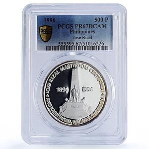 Philippines 500 piso Jose Rizal History Politics PR67 PCGS silver coin 1996