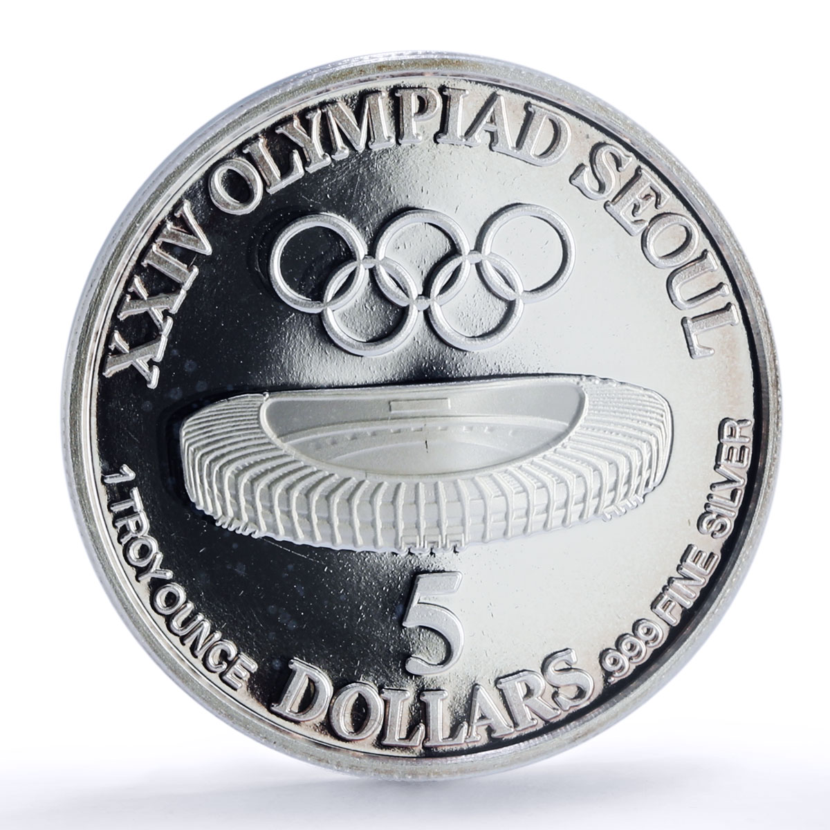 American Samoa 5 dollars Olympics Seoul Medallic PR68 PCGS silver coin 1988