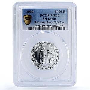 Sri Lanka 1000 rupees Army 60th Anniversary Soldiers History MS69 PCGS coin 2009