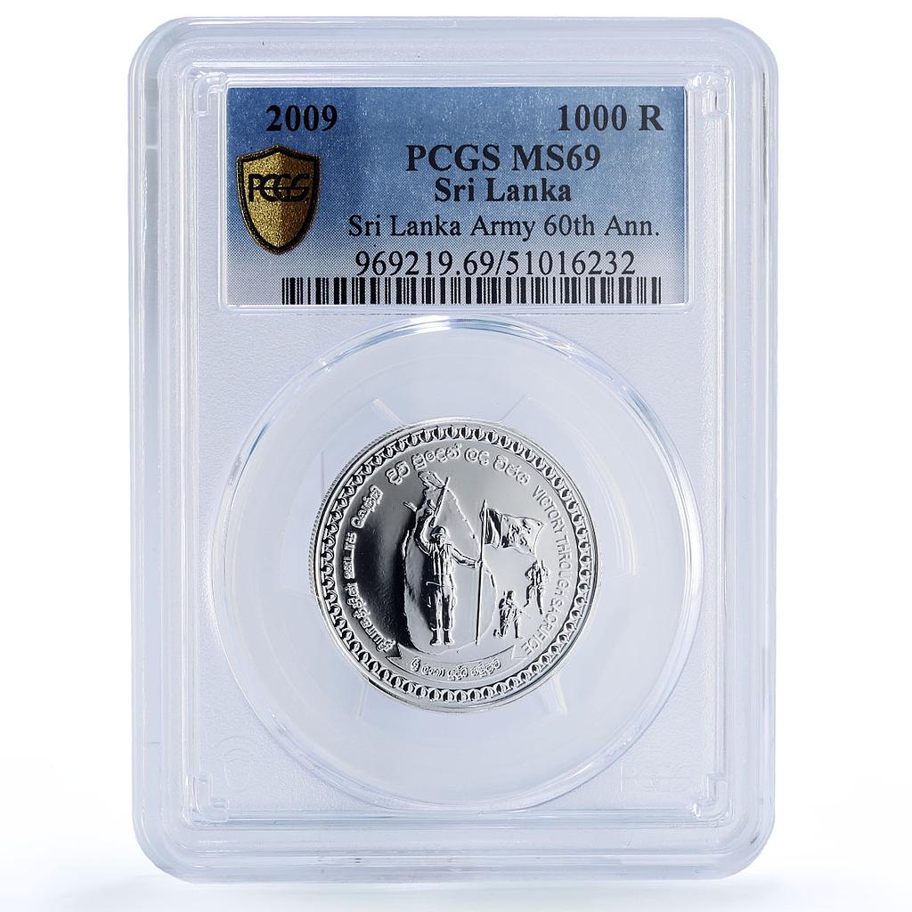 Sri Lanka 1000 rupees Army 60th Anniversary Soldiers History MS69 PCGS coin 2009