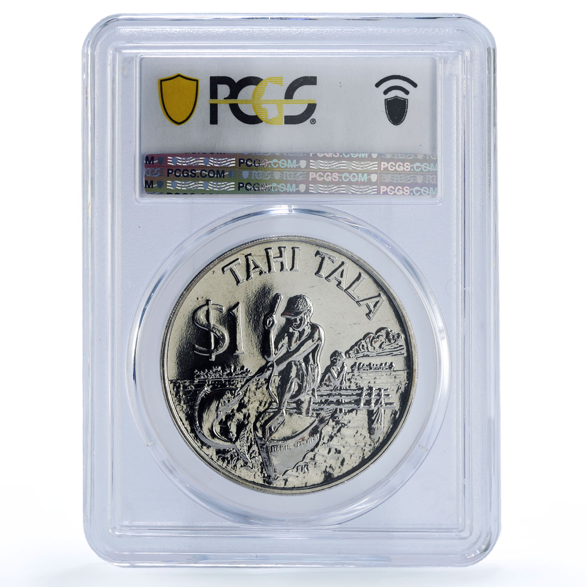 Tokelau 1 tala Man and Child Fishing Boat Ship MS67 PCGS CuNi coin 1982