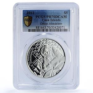 Cook Islands 5 dollars Dmitri Mendeleev Science PR70 PCGS silver coin 2012