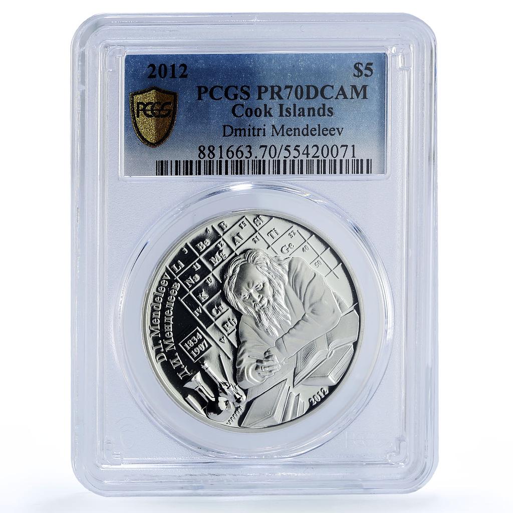 Cook Islands 5 dollars Dmitri Mendeleev Science PR70 PCGS silver coin 2012