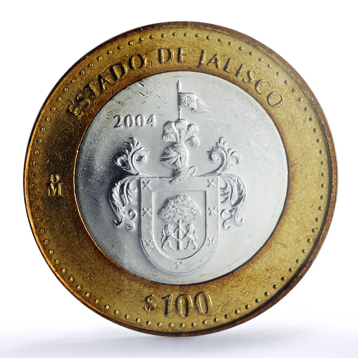 Mexico 100 pesos Estado Jalisco State Federation MS63 PCGS bimetal coin 2004
