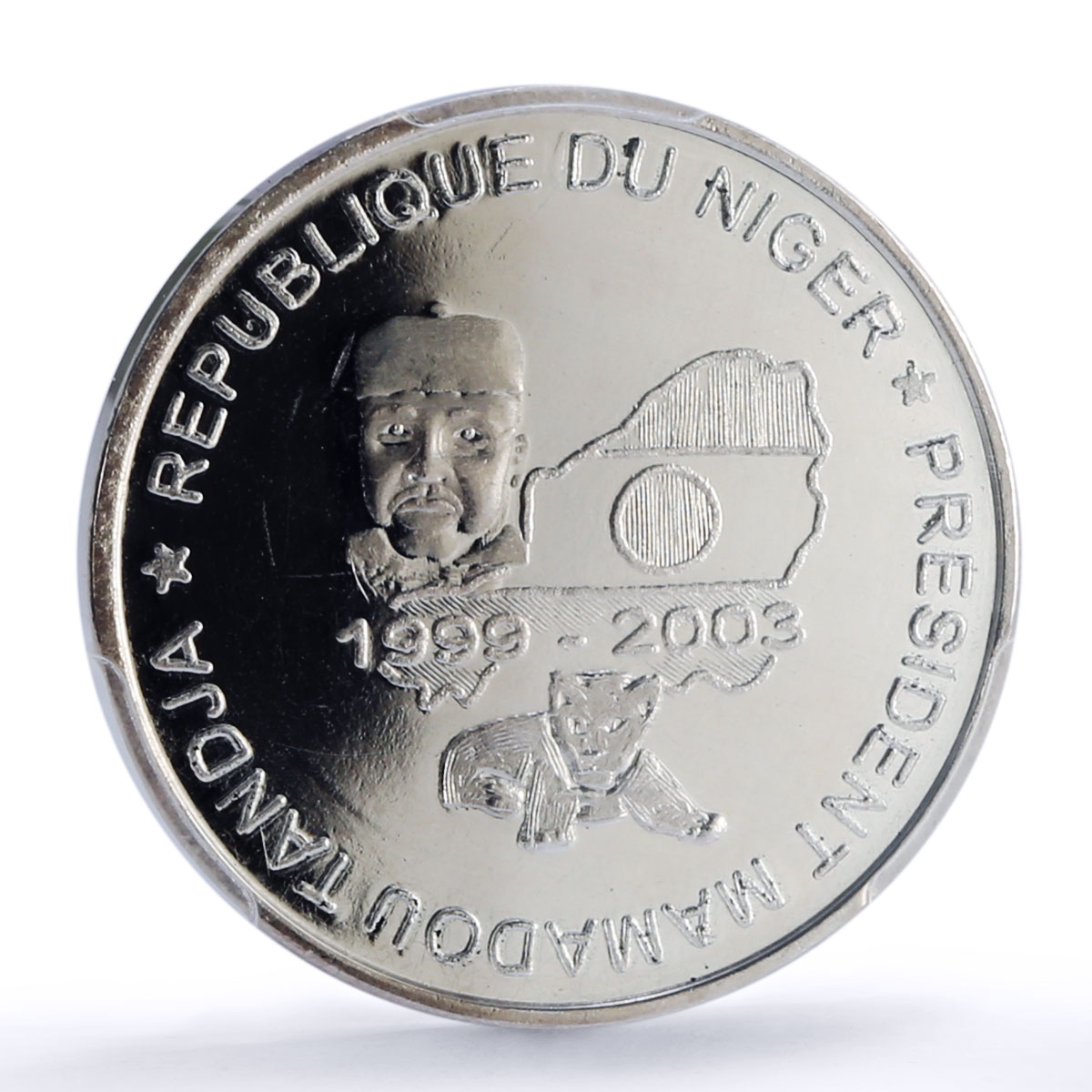 Niger 150000 CFA Tandja Lion Cub 100 Africa Elephant MS66 PCGS silver coin 2005