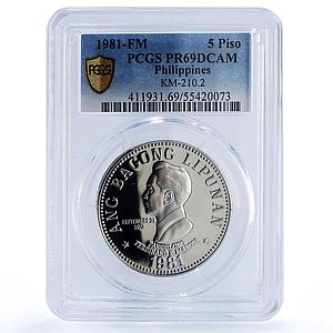 Philippines 5 piso Republic Coinage New Society Marcos PR69 PCGS CuNi coin 1981
