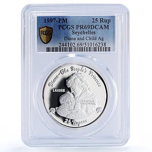Seychelles 25 rupees Princess Diana Cancer Hospital PR69 PCGS silver coin 1997