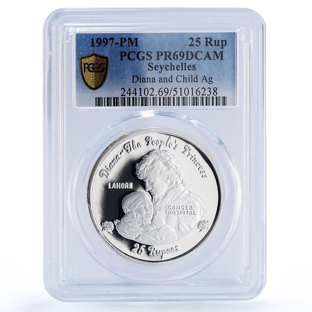 Seychelles 25 rupees Princess Diana Cancer Hospital PR69 PCGS silver coin 1997