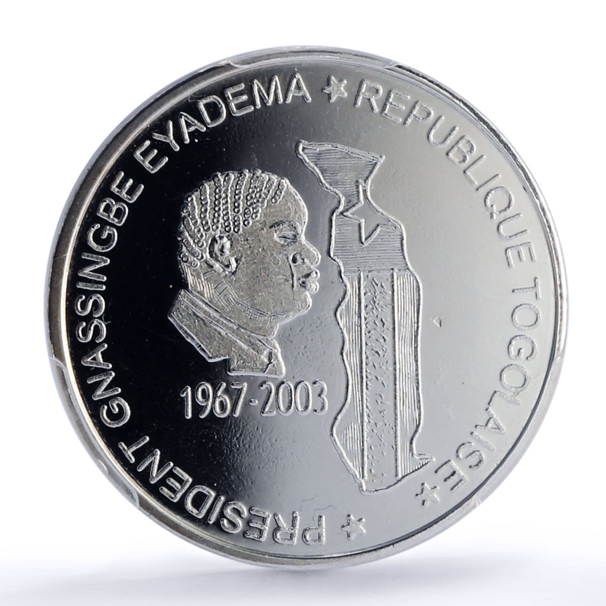 Togo 150000 francs Pres. Eyadema 100 Africa Elephant MS68 PCGS silver coin 2003