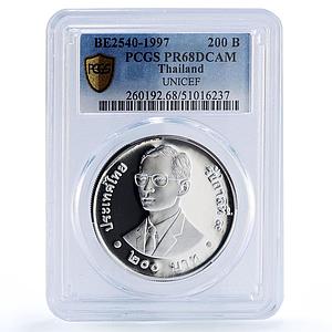 Thailand 200 baht UNICEF Save the Children Child Year PR68 PCGS silver coin 1997