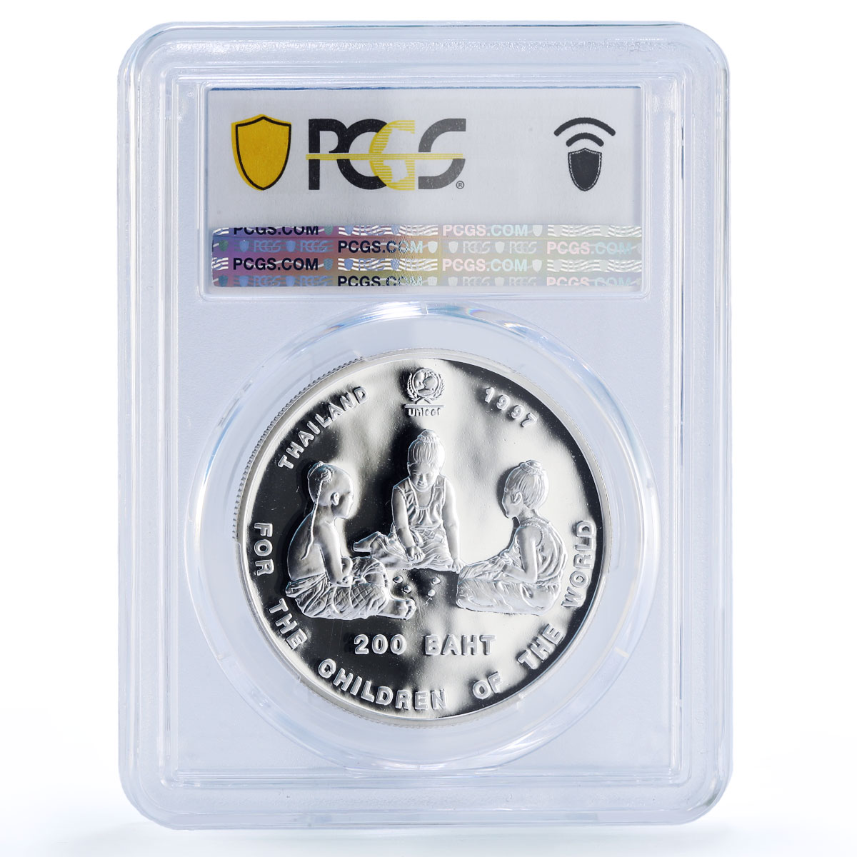 Thailand 200 baht UNICEF Save the Children Child Year PR68 PCGS silver coin 1997
