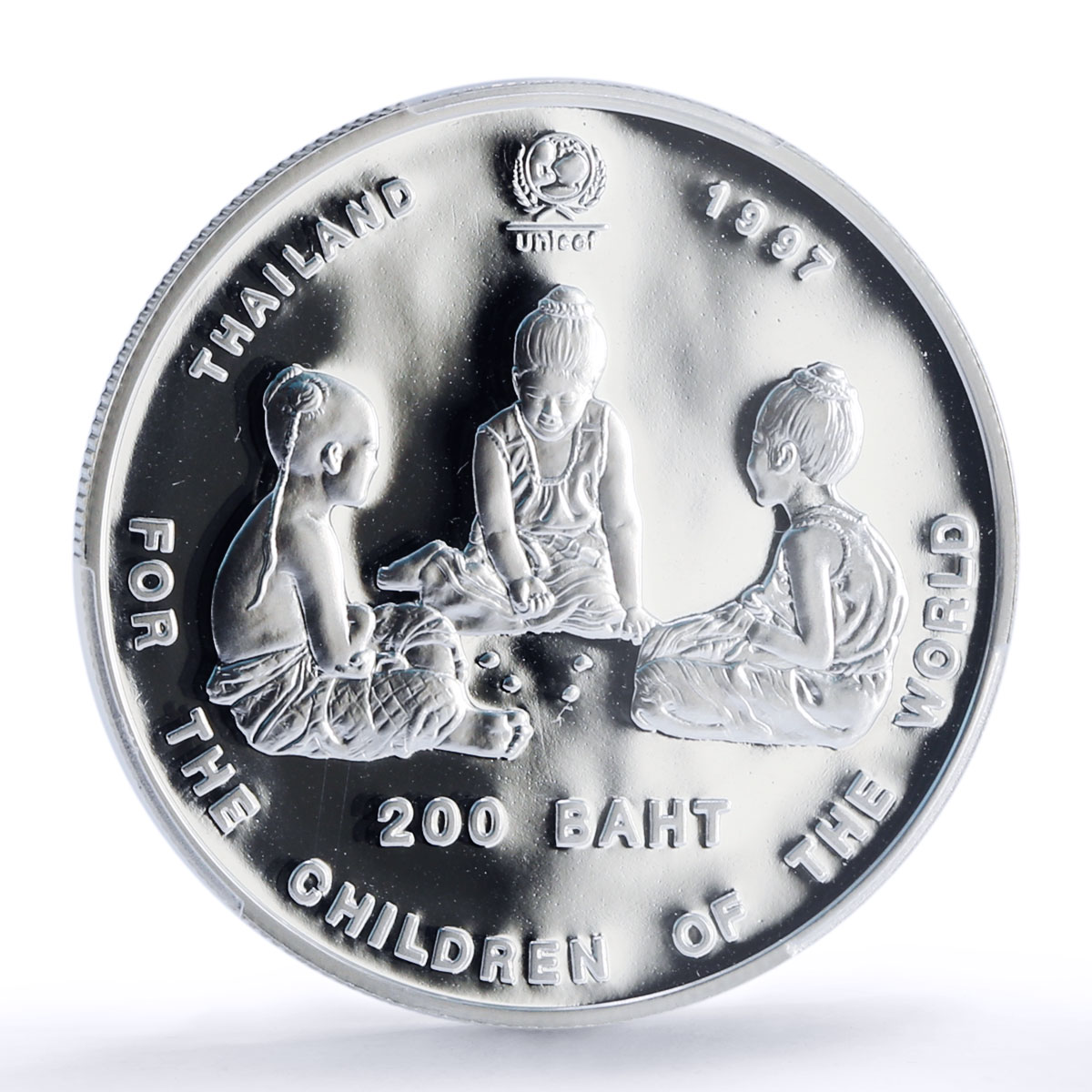 Thailand 200 baht UNICEF Save the Children Child Year PR68 PCGS silver coin 1997