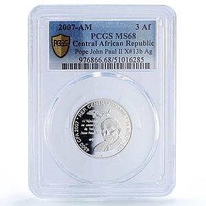 C. African Republic 4500 CFA John Paul II IDAC 3 Africa MS68 PCGS AG coin 2007